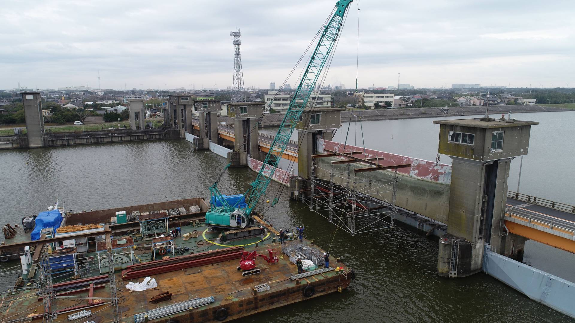 R２常陸川水門外塗装工事／国土交通省 関東地方整備局 霞ヶ浦河川事務所／優良工事表彰【常陸川水門5号ゲート】【新横利根閘門】